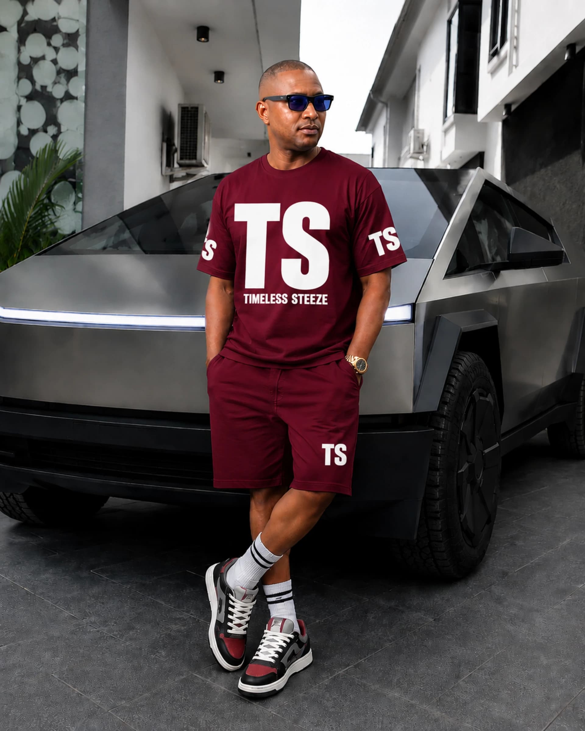 Men's Timeless Steeze Maroon T-Shirt and Shorts Set